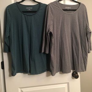 Catherine’s 3/4 sleeve striped tees 0x 14/16